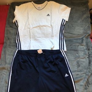 Adidas Blue and White Pant Set